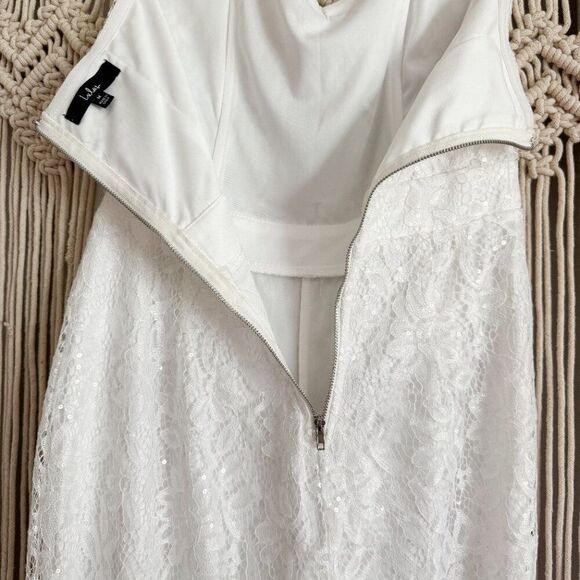 Lulus White Lace Strapless Jumpsuit – Size M | Bachelorette, Summer Bride - Picture 7 of 7